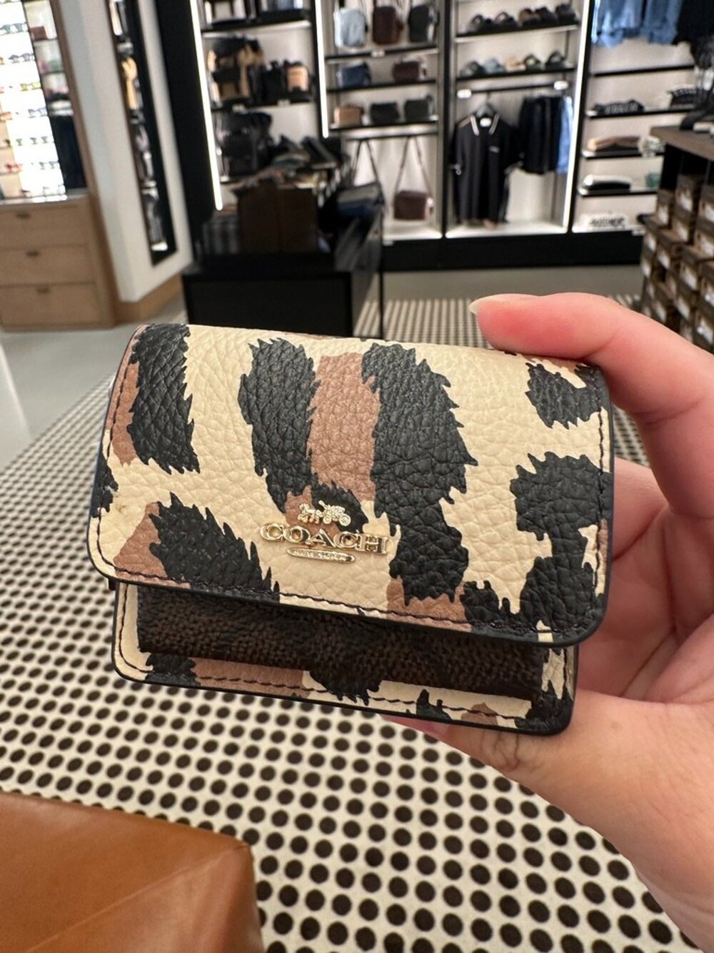 NWT! Coach CCE82 Mini Klare Bag Charm With Signature Canvas And Leopard Print